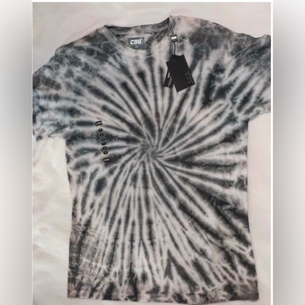 CSG Grey and White Tie Dye Spin Tee T-shirt Men's Medium